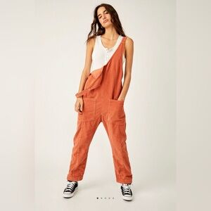 New Free People High Roller Corduroy Jumpsuit ~ Rust